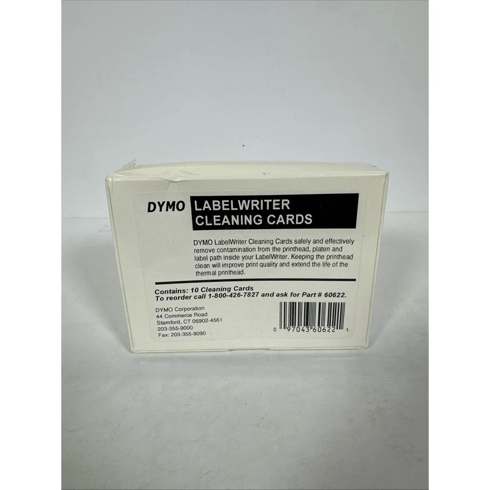DYMO LabelWriter Cleaning Cards 60622, New/Sealed, 10 Per Box